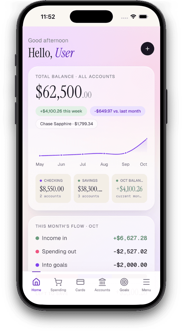 MyMoney open on a phone showing the total balance